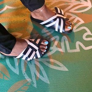 Black & White Cross Sandals